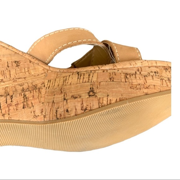 Two Lips Aloha Slides Leather Crisscross Buckle Cork Platform Wedge Sandal 7M - Picture 5 of 9